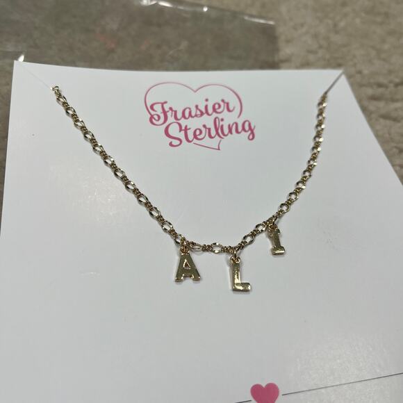 Frasier Sterling Gold ALI Letter Name Necklace Dainty Personalized Chain New NWT - Picture 6 of 6